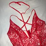 Boohoo PETITE  Red Lace V-neck Choker Dress Photo 2