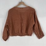 Bella Dahl  Linen Tie Front Peasant‎ Top Terracotta Brown Size M Photo 10