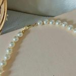 Hand Knotted Apricot Pearl Necklace Vintage “Juno” Classic Elegant Feminine Layering Iridescent White Photo 5