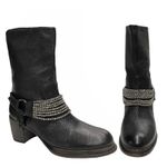 Vera Wang  Natasha Biker Booties with Chain and Buckles Black Size 10M Photo 2