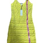 Rachel Zoe Women's Tan Lined Crochet Knit Neon Sleeveless Dress Sz M Photo 3