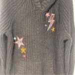 Torrid  Plus Size 1X Raglan Hoodie Sweater Deep Black Embroidered Star and Belt Photo 2