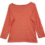 Ralph Lauren Lauren M Orange Striped Top Boatneck Knit Nautical Preppy Coastal Photo 2