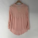 Lucky Brand  Light Pink Woven Mix Henley Top‎ Size S Photo 8