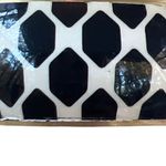 Vintage Black White Geometric Brass Bangle Bracelet 1" Wide Estate 2.5" Diameter Photo 1