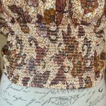 Free People I Got You Printed Long Sleeve Crop Top brown white Sz S Photo 9