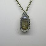 Handmade Golden Sand Glass Bronze Chain necklace Photo 2