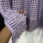 SO NWT Juniors Pullover Crochet Fringe Purple Sweater Top Size XL Boho Cottage Photo 3