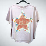 easel Oversized Cotton Star Patch Top in Light Pink Size S Photo 1