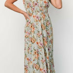 Baltic Born Kearny Light Blue Floral And Gold Ruffle Maxi Dress Photo 0