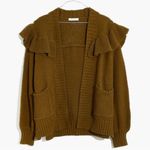 Madewell Ruffle Cardigan Sweater in Golden Spinach Size Small Western Bohemian Photo 3
