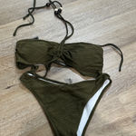 Zaful  Khaki Textured Bikini Set with bead accents halter top bandeau Photo 0