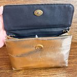 Vintage Gold Metallic Faux Leather Lucite Tortoiseshell‎ Clutch Shoulder Bag Photo 9