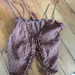 ZARA  Ruffled Textured Tie Front Tank Top in Brown - medium Photo 1