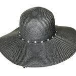 Black Floppy Wide Brim Rhinestone Ribbon Straw Hat Event Occasion Feminine Glam Photo 2