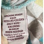 JM Collection Tunic 12 Geometric Print Blue Yellow Beaded Cotton Slit Pullover Photo 10