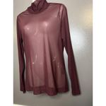 White House | Black Market Shirt Womens Medium Burgundy Sheer Mesh Turtleneck Photo 2