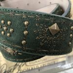 Donald Pliner Belt Dark Green Suede Embellished Gold Metal Studs New NWT $225 Photo 2