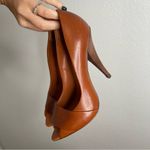 Rebecca Minkoff Elisavette Peep Toe Heels Brown Leather 8.5 Retail $295 Photo 3