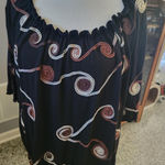 Maggie Barnes 4X Black Embroidered Swirls 3/4 Sleeve Top Plus Size Photo 0
