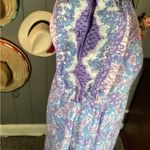 THML  Purple Pink Square Neck Tropical Flamingo Floral Midi Dress Large Photo 5