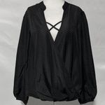 Band Of The Free New  Crossover V-Neck Long Sleeve Top Hallie Black Size Medium Photo 6