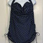 Swimsuits For All Tropical Culture Navy Blue Green Polka Dots Halter Size 16 EUC Photo 1