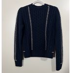 La Ligne New York Cable Knit Fisherman Sweater Navy Blue Size XS 100% Wool Photo 1