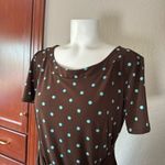 Karin Stevens Vintage Brown Polka Dot Belted Blouse L 12 Photo 1