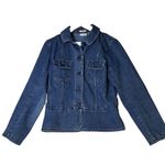 st. john's bay  Women's Denim Jacket Sz‎ S Blue Jean Stretch Button Up Tailored Photo 0