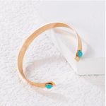 Gold + Turquoise Cuff Fashion Bracelet, Adjustable Photo 5