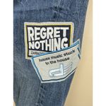 ZARA  Women’s Skinny Stretch Blue Jeans Size 30 Patch “Regret Nothing” Photo 2