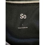 SO  T-Shirt Dress Women’s Large Black Ribbed Knit Stripe Neck Short Sleeve Mini Photo 8