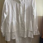 Reba BLOUSE BUTTON UP TAB-ROLL SLEEVE TIERED RODEO White TENCEL SMALL Photo 0