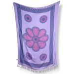 YOA Floral Scarf Shawl Wrap Fringe Mandala Pattern FLAWS Women 62" x 44" Boho Purple Photo 1