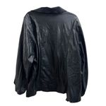  Elie Tahari Drape Open Front Black Faux Leather Moto Jacket Photo 2