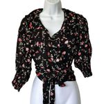 Ganni  38 US M Printed Georgette Floral Wrap  ruffle Blouse Top Photo 1