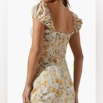 ASTR NWOT  The Label Cap Sleeve Floral Cut Out Mini Dress in Yellow Multi Size M Photo 2