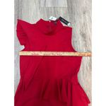 Gracia Red Ruffle Sleeveless Peplum Top Mock Neck Blouse Women's Size L Photo 4