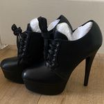Allegra K  Black Lace up platform booties 7.5 Photo 7