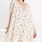 Madewell  Ruffle Button Front Trapeze Dress Floral Reef Cream Relaxed XS NWT Photo 0