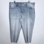 NWT KanCan High Rise Button Fly Cropped Jean Exposed Button Fly Size 22 Plus Blue Photo 1