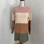 Miami for Francesca's Colorblock Long Sleeve Sweater Dress size XS Raglan Stripe Pink Photo 0