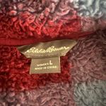 Eddie Bauer Women's Large Plaid Fuzzy Fleece Quarter Zip Pullover Sweatshirt Photo 5