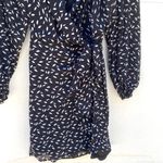 French Kiss  Womens size small black long sleeve leaf print wrap front dress Photo 4
