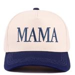 Mama Embroidered Baseball Hat White / Navy Adjustable Cap NWT Blue Photo 0