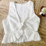 Tularosa Rowen White Tie Front Crop Top Photo 2