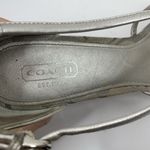 Coach Sz 8.5 Wedge Silver Joslin Strappy Cork Heel Leather Sandals Shoes Women’s Photo 10