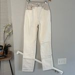 Abercrombie & Fitch 90s Straight Ultra High Rise Jeans Cream Faux Leather Y2K Photo 2