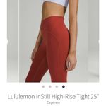 Lululemon  InStill High Rise Tight 25” Cayenne Size 2 NWT Yoga Leggings Red Photo 3